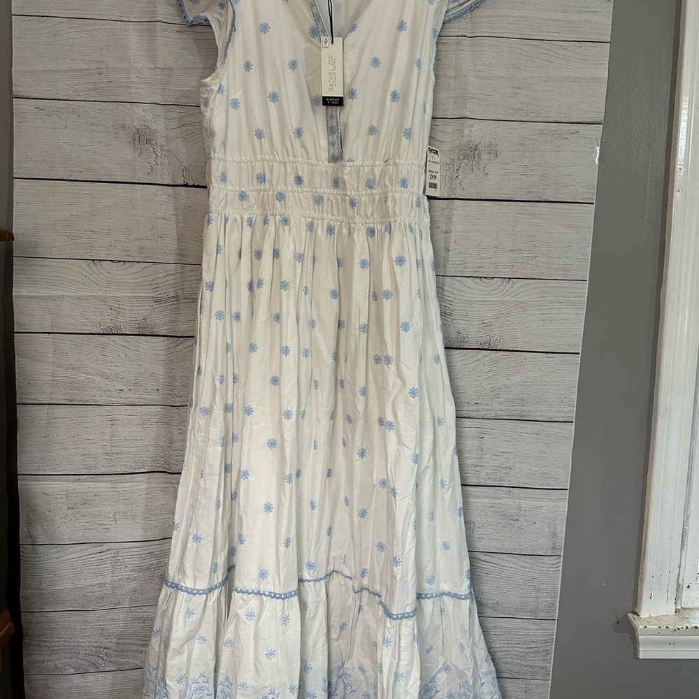 Rachel Zoe White and Blue Maxi Dress